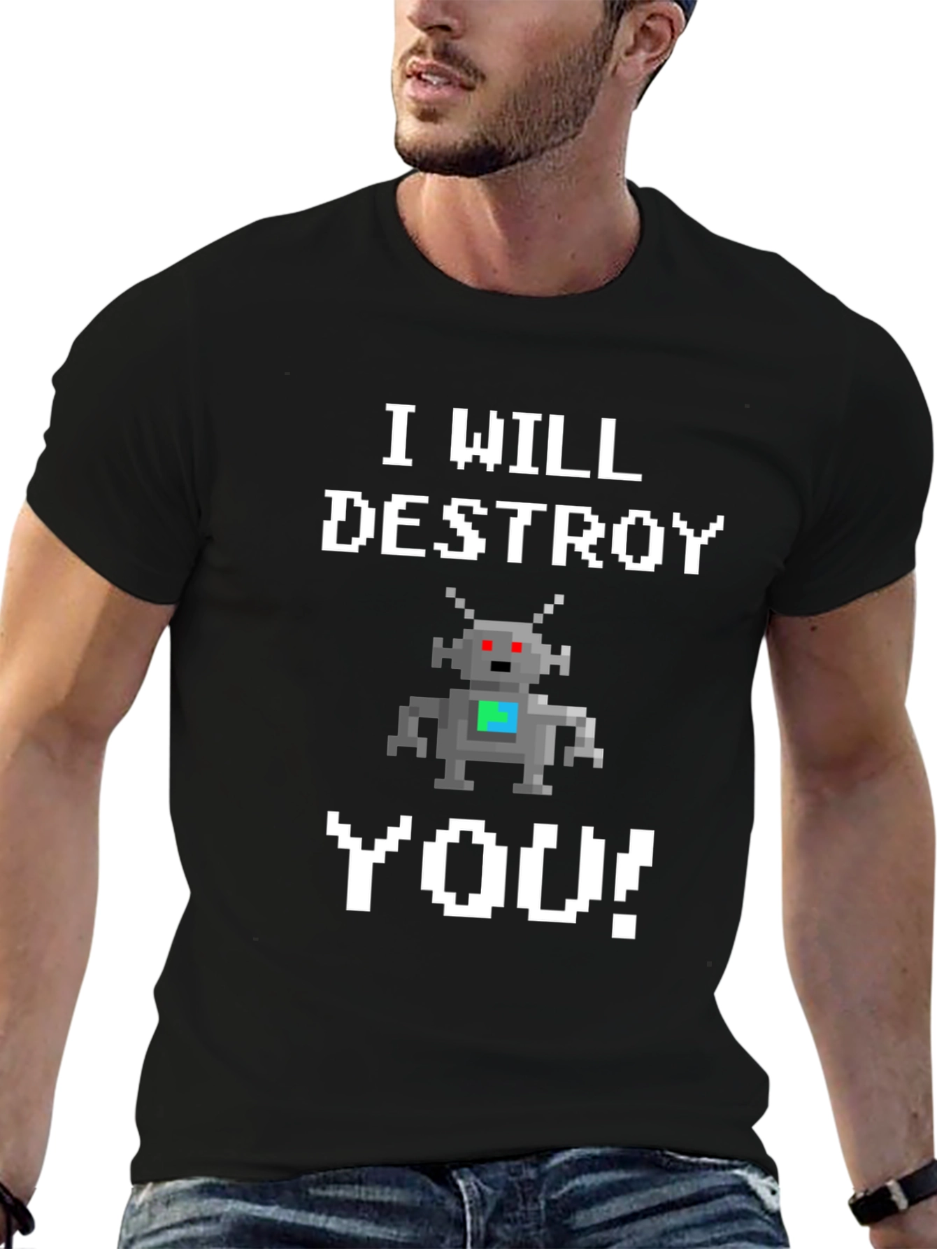 I Will Destroy You Robot Graphic T-Shirt