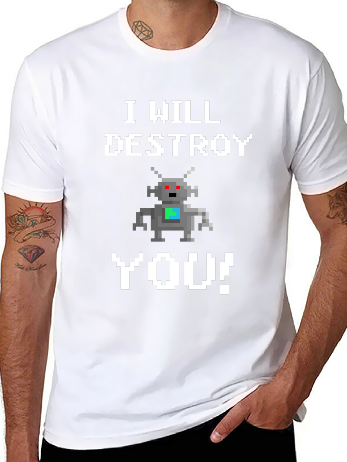I Will Destroy You Robot Graphic T-Shirt