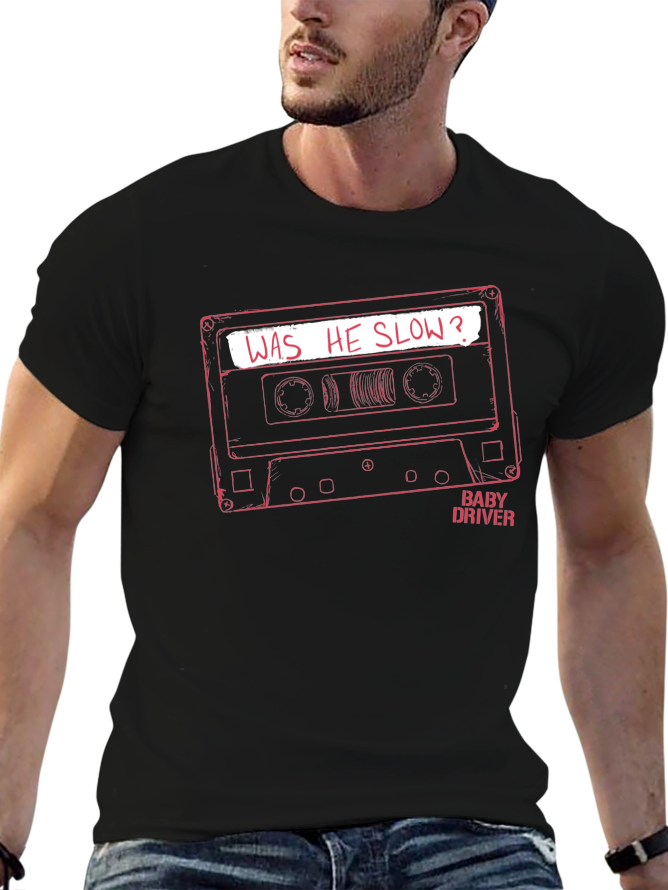 Baby Driver Was He Slow? Black T-Shirt