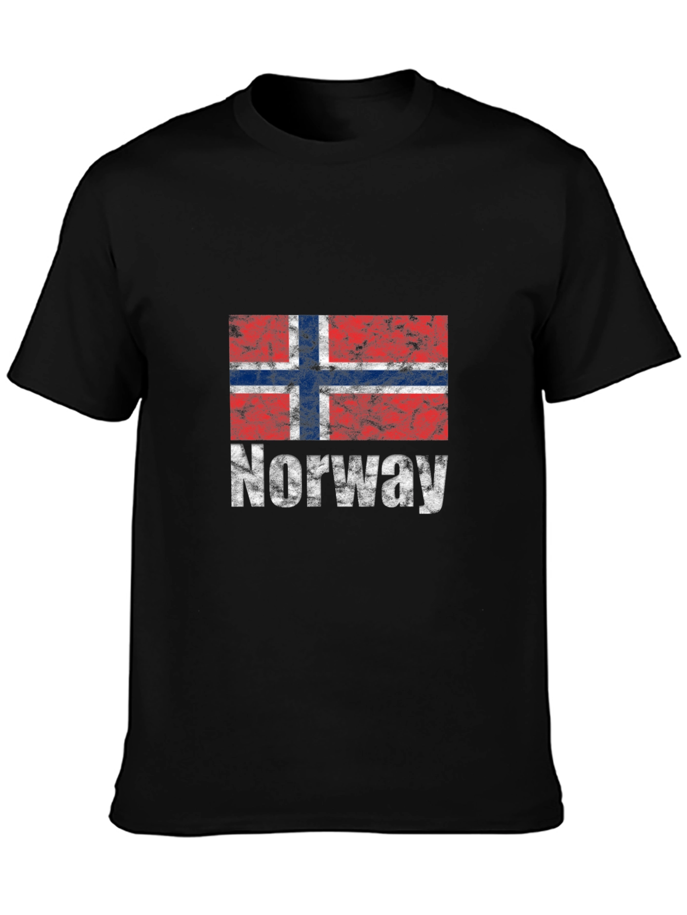 Norway Flag Graphic Tee - Black Cotton T-Shirt