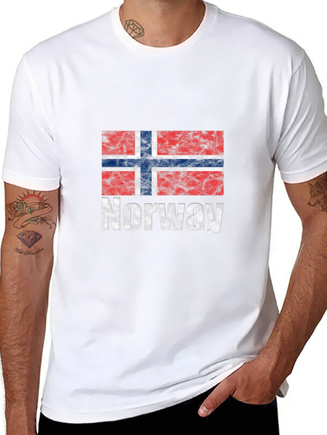 Norway Flag Graphic Tee - Black Cotton T-Shirt