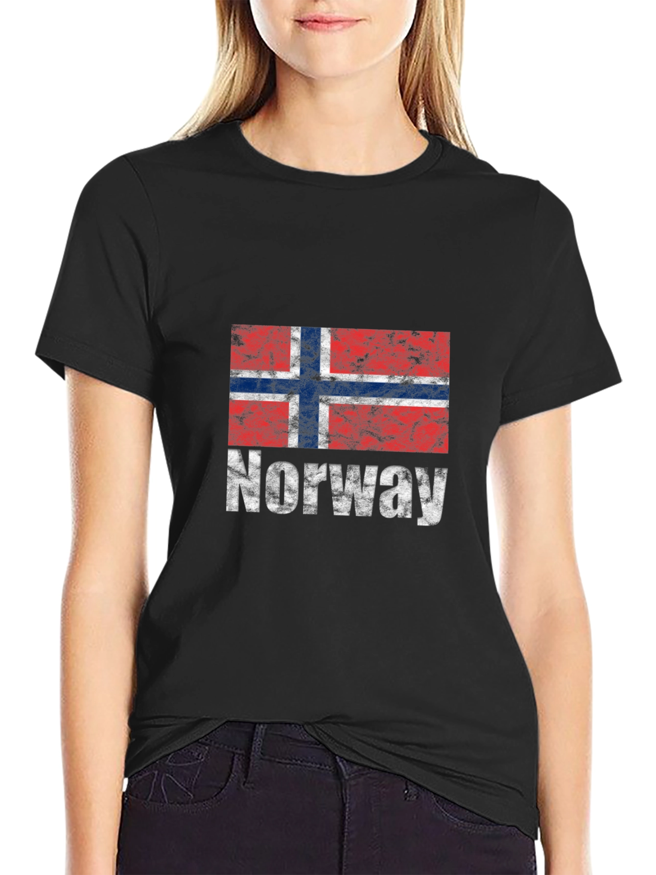 Norway Flag Graphic Tee - Black Cotton T-Shirt