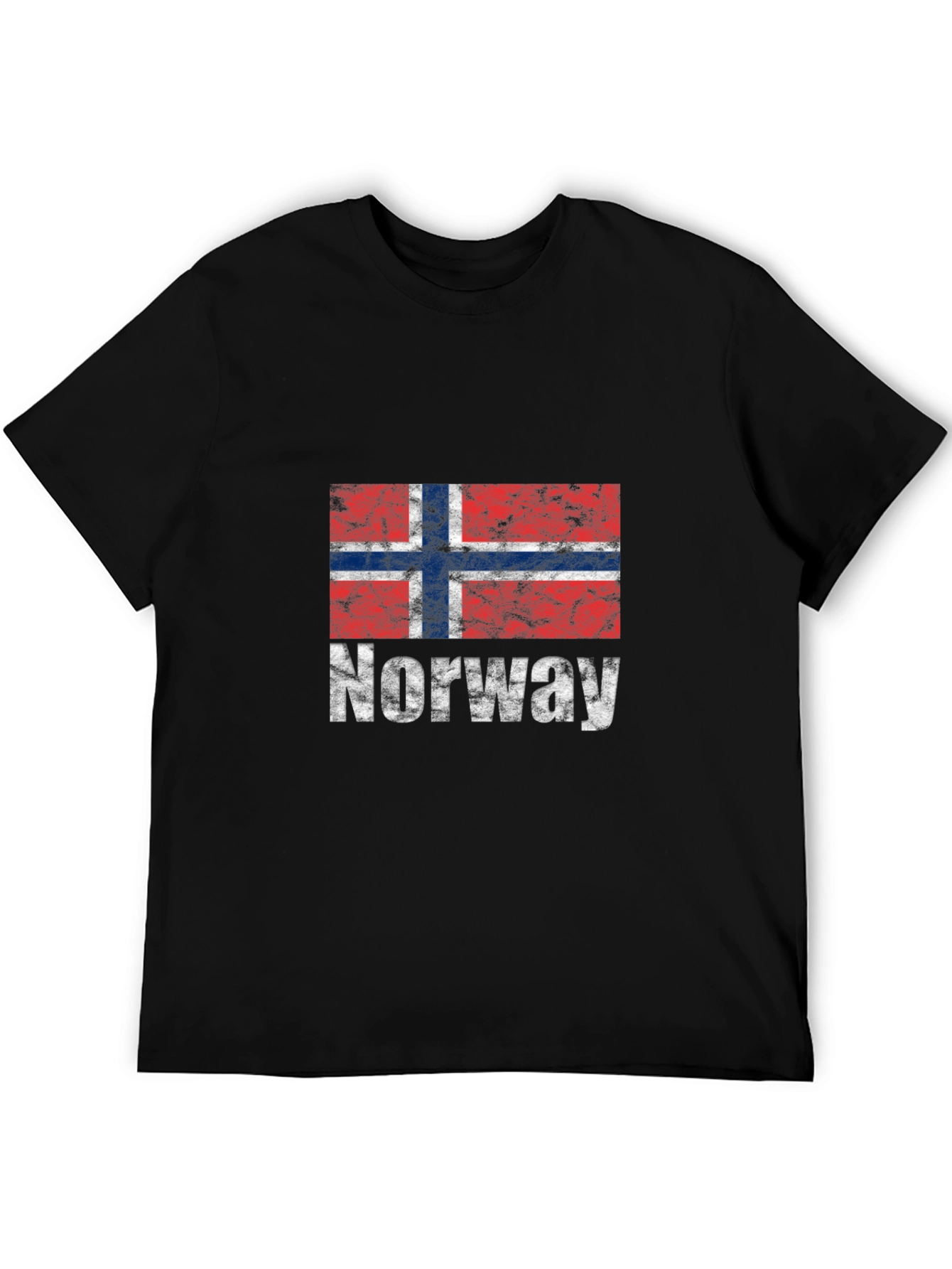 Norway Flag Graphic Tee - Black Cotton T-Shirt