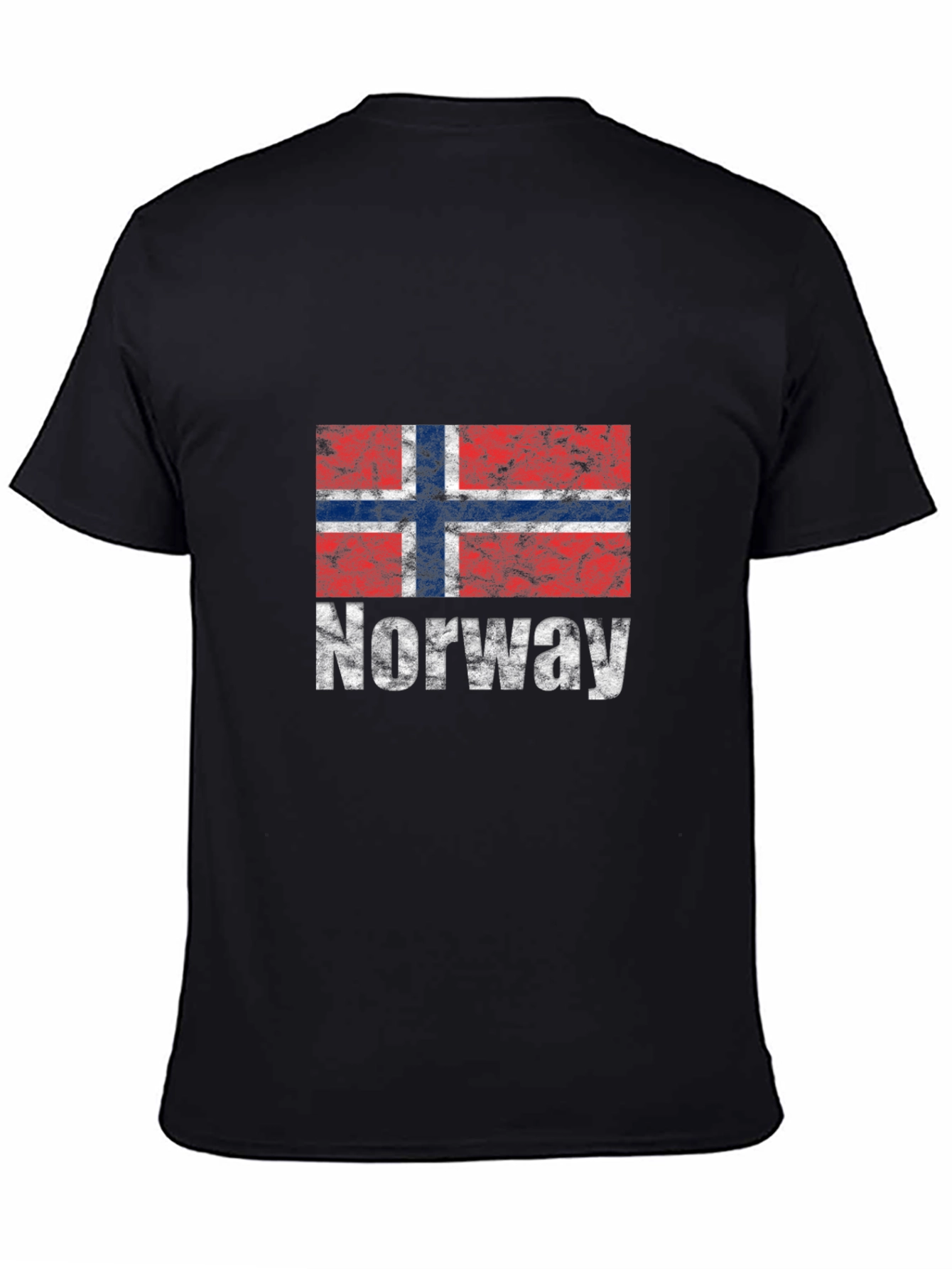 Norway Flag Graphic Tee - Black Cotton T-Shirt
