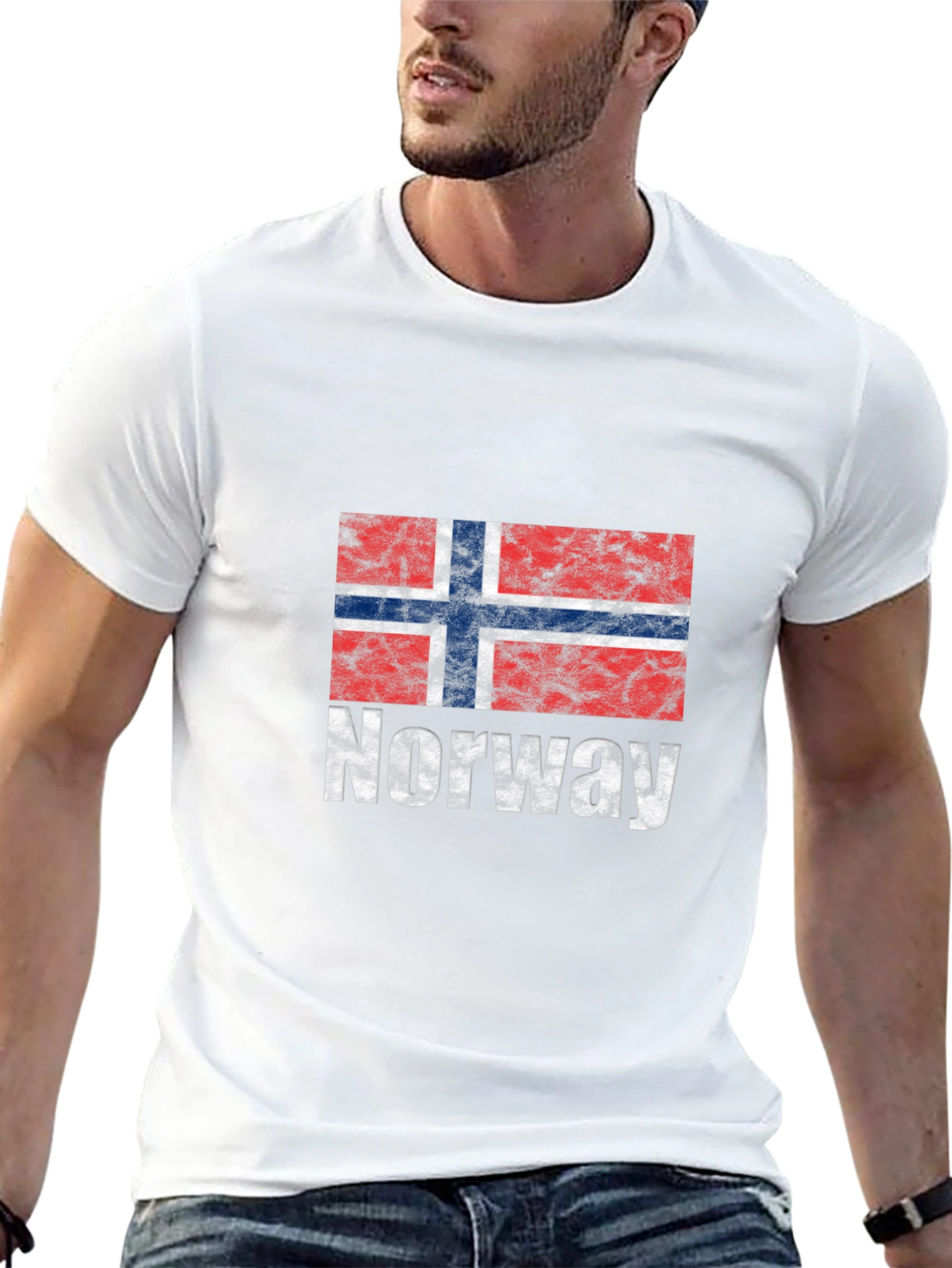 Norway Flag Graphic Tee - Black Cotton T-Shirt