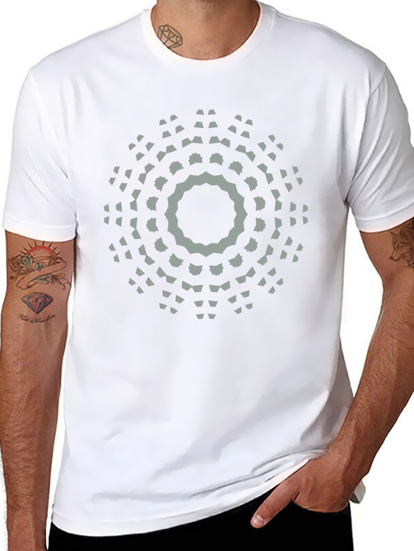Geometric Mandala Graphic Print T-Shirt - Black
