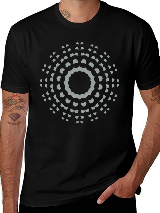 Geometric Mandala Graphic Print T-Shirt - Black
