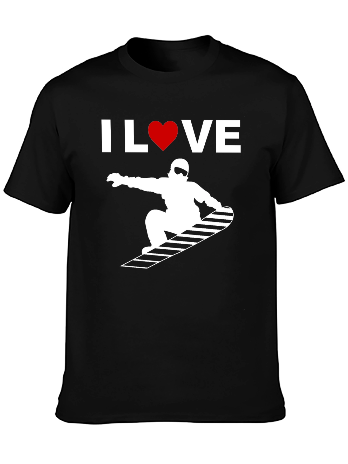 I Love Snowboarding Graphic Tee - Black Cotton T-Shirt