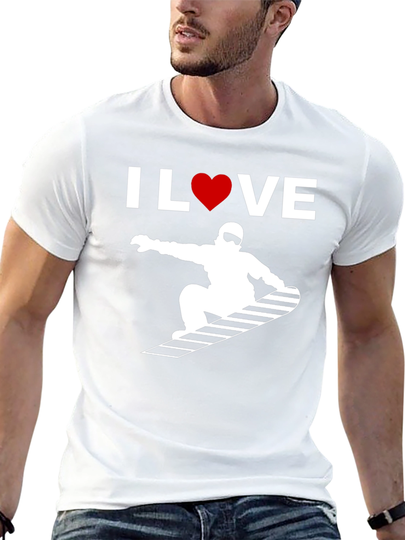 I Love Snowboarding Graphic Tee - Black Cotton T-Shirt
