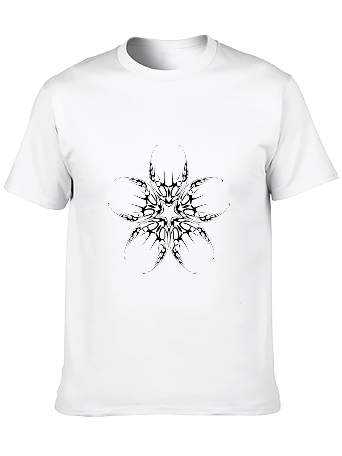 Black Graphic Tee: Abstract Tattoo Style Print