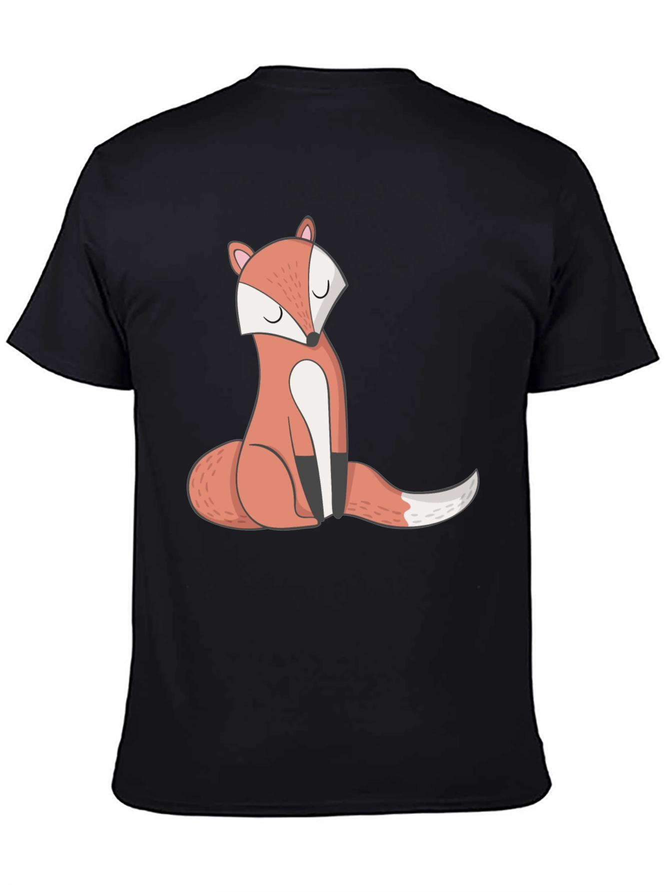 Cute Fox Graphic T-Shirt - Black Casual Tee
