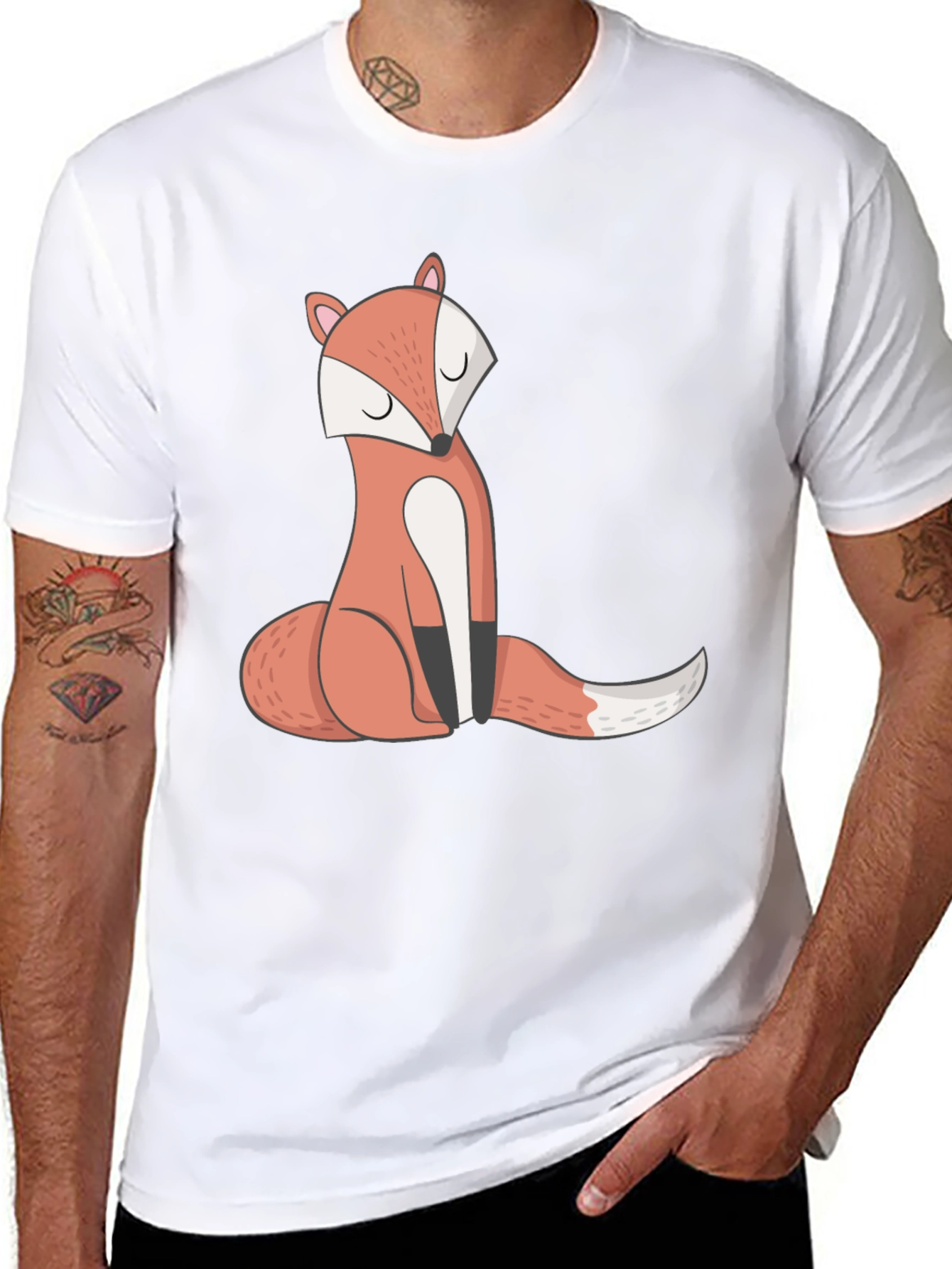 Cute Fox Graphic T-Shirt - Black Casual Tee