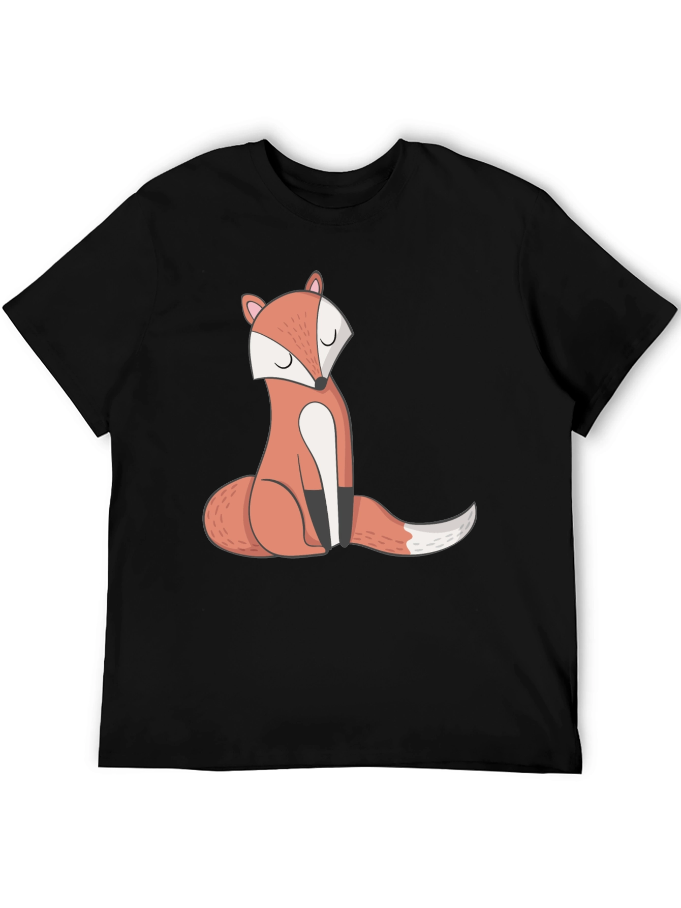Cute Fox Graphic T-Shirt - Black Casual Tee
