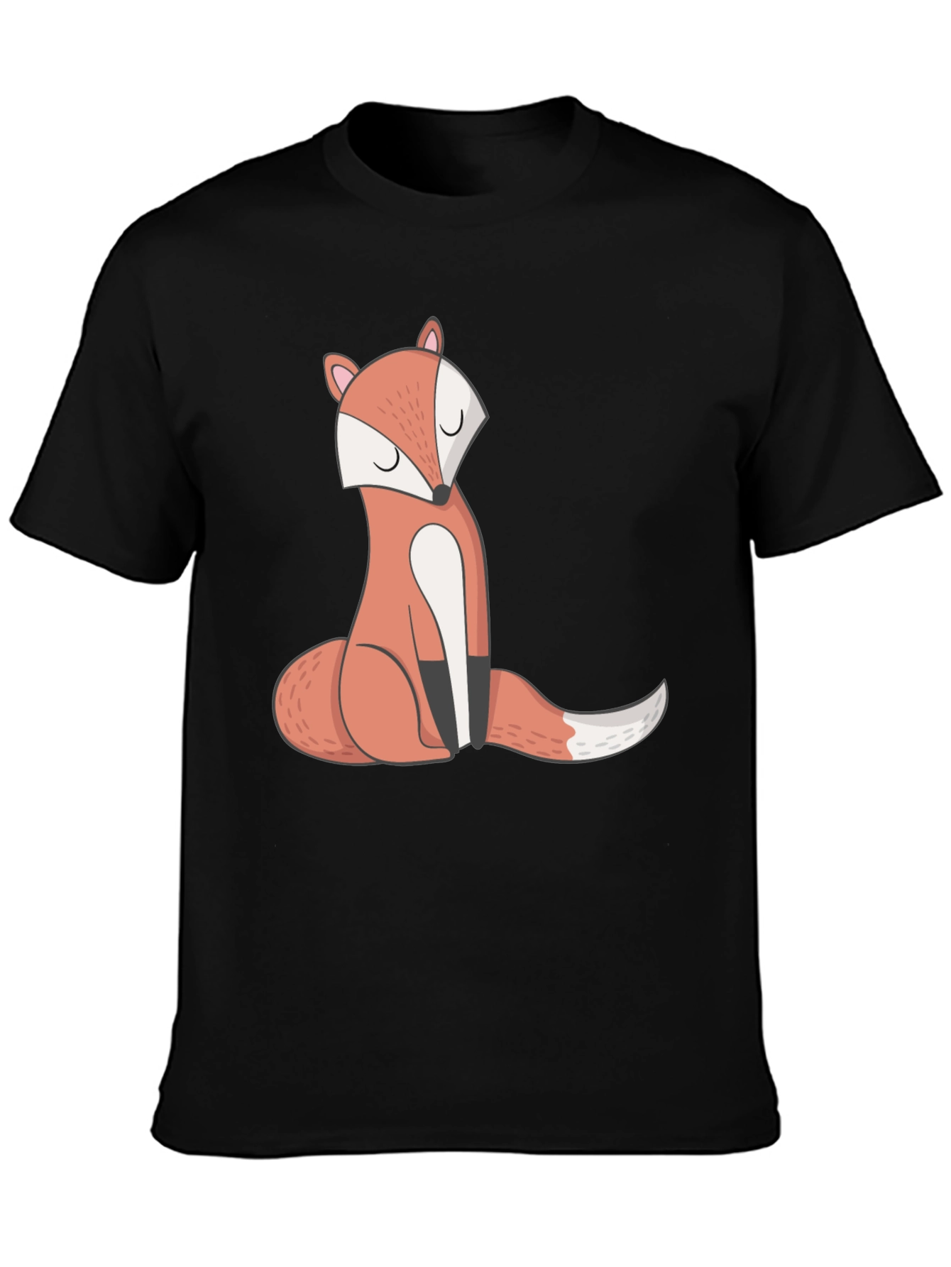 Cute Fox Graphic T-Shirt - Black Casual Tee