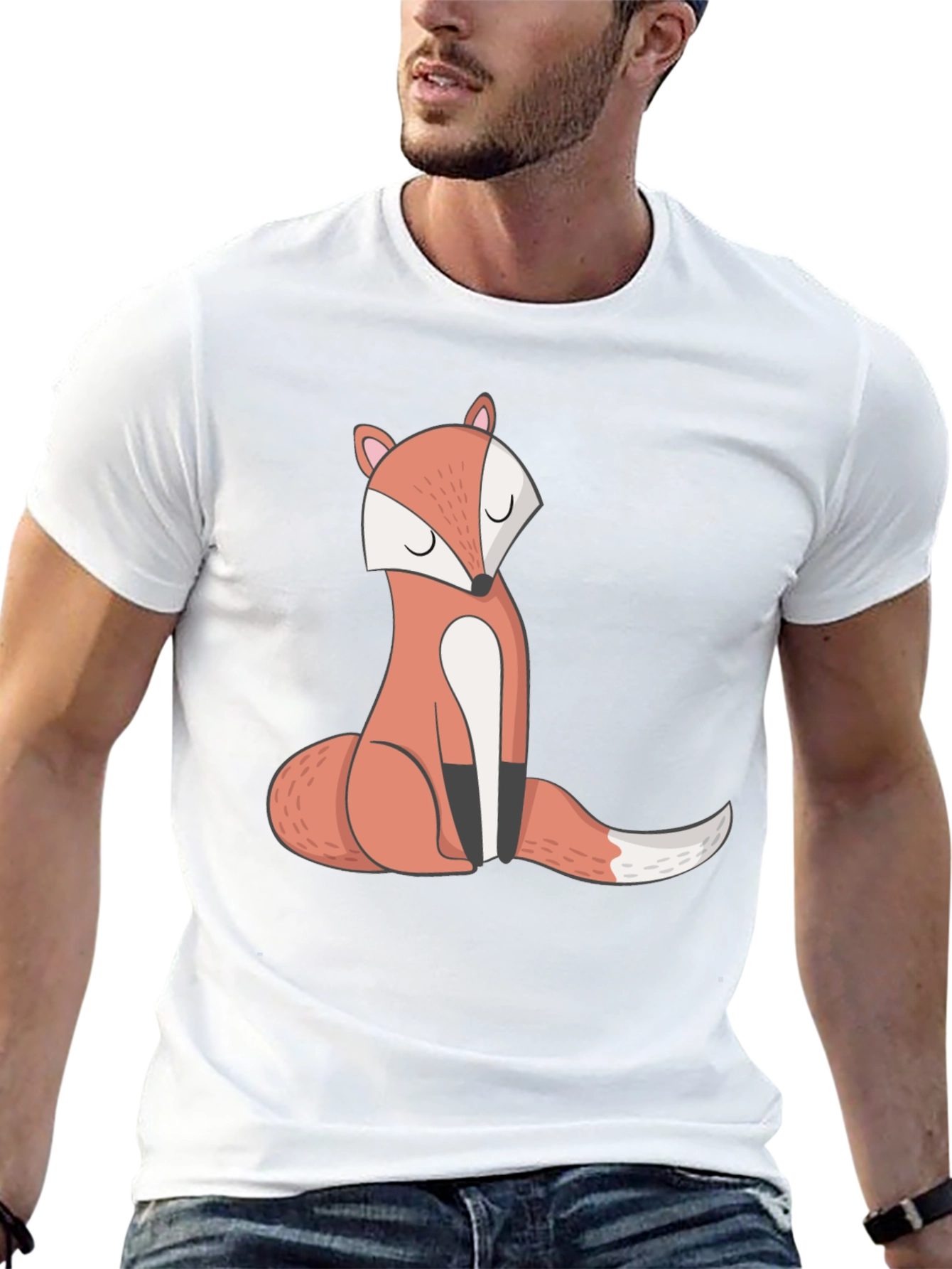 Cute Fox Graphic T-Shirt - Black Casual Tee