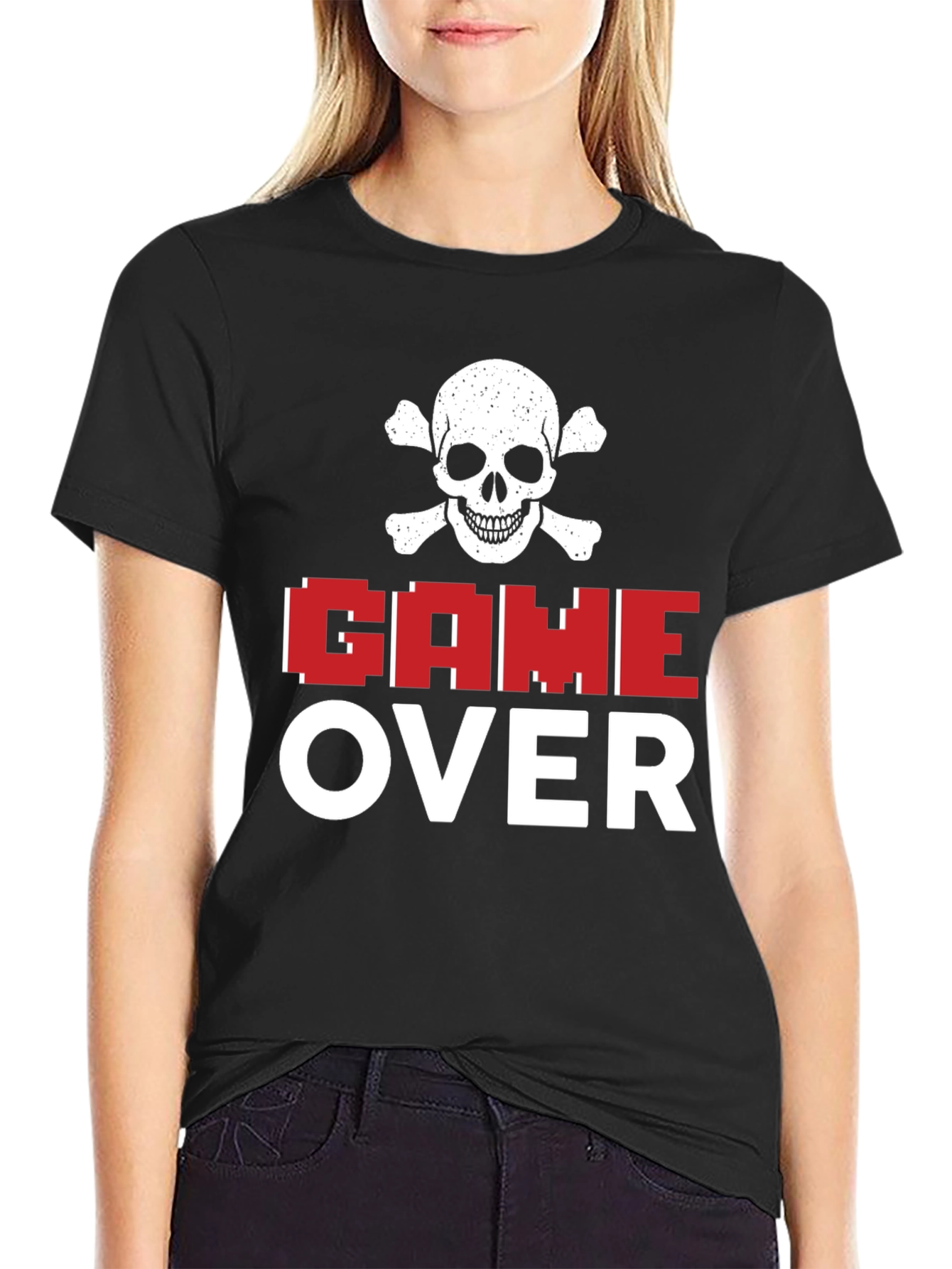Game Over Skull Graphic T-Shirt