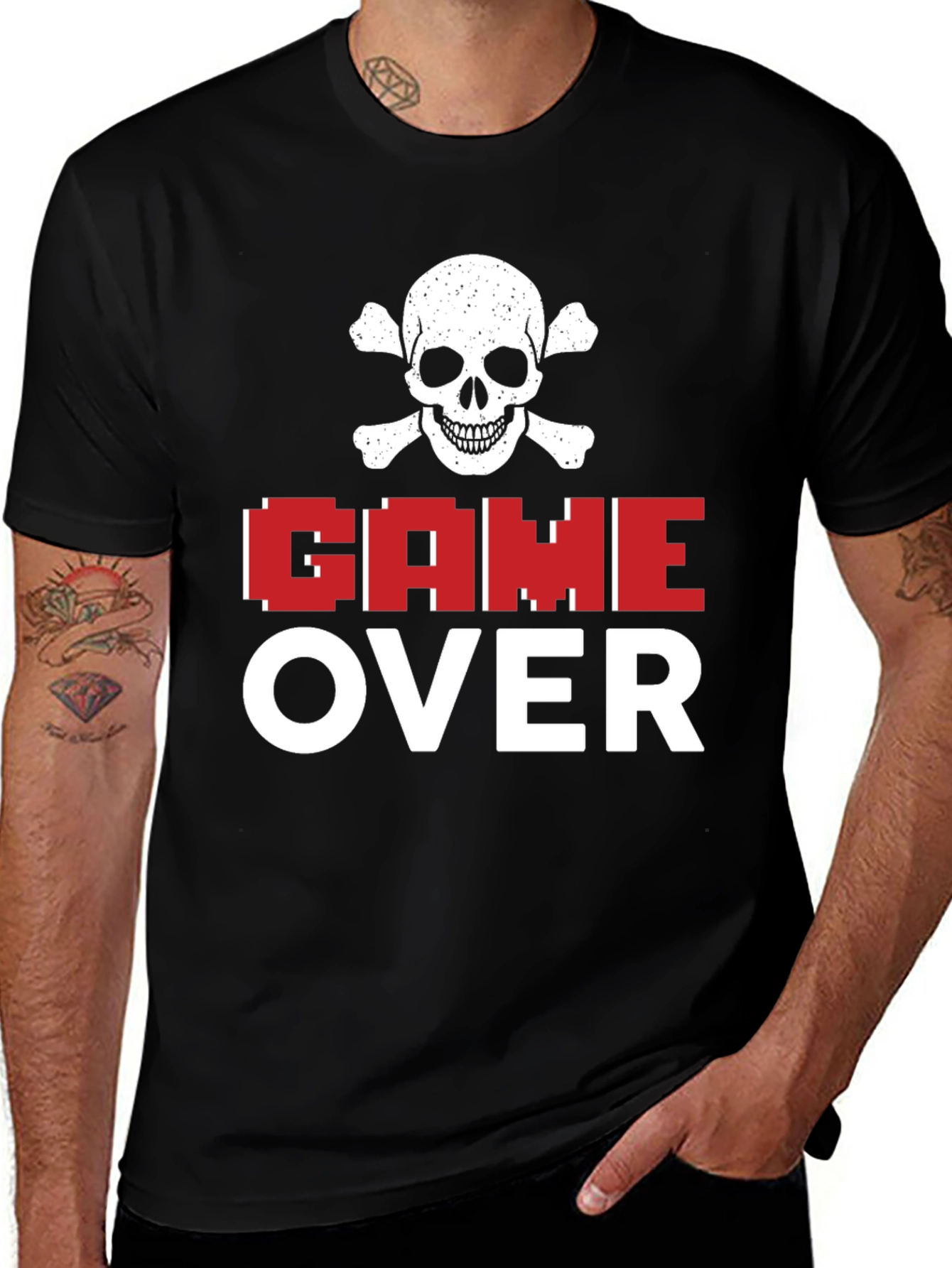 Game Over Skull Graphic T-Shirt