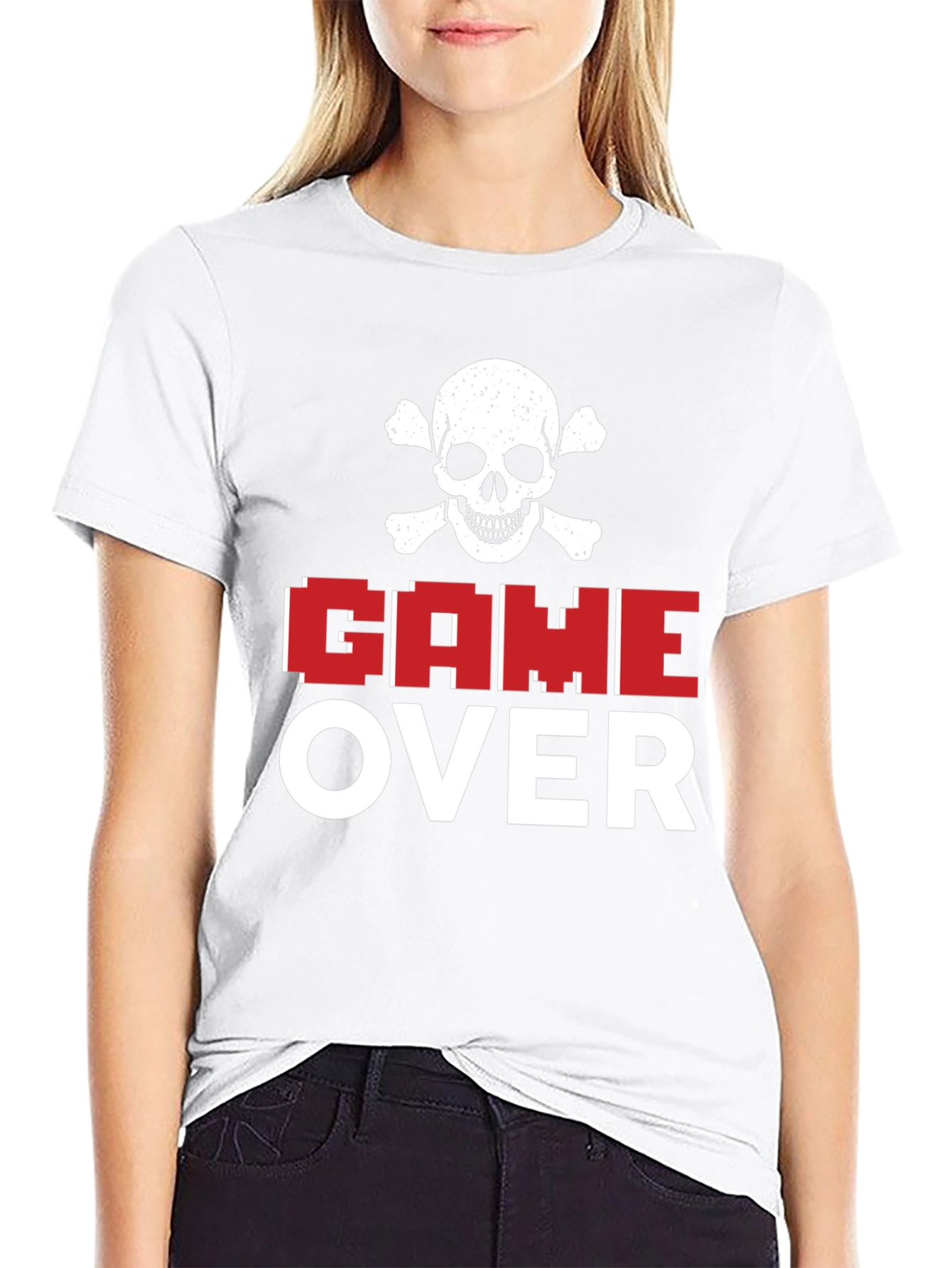 Game Over Skull Graphic T-Shirt