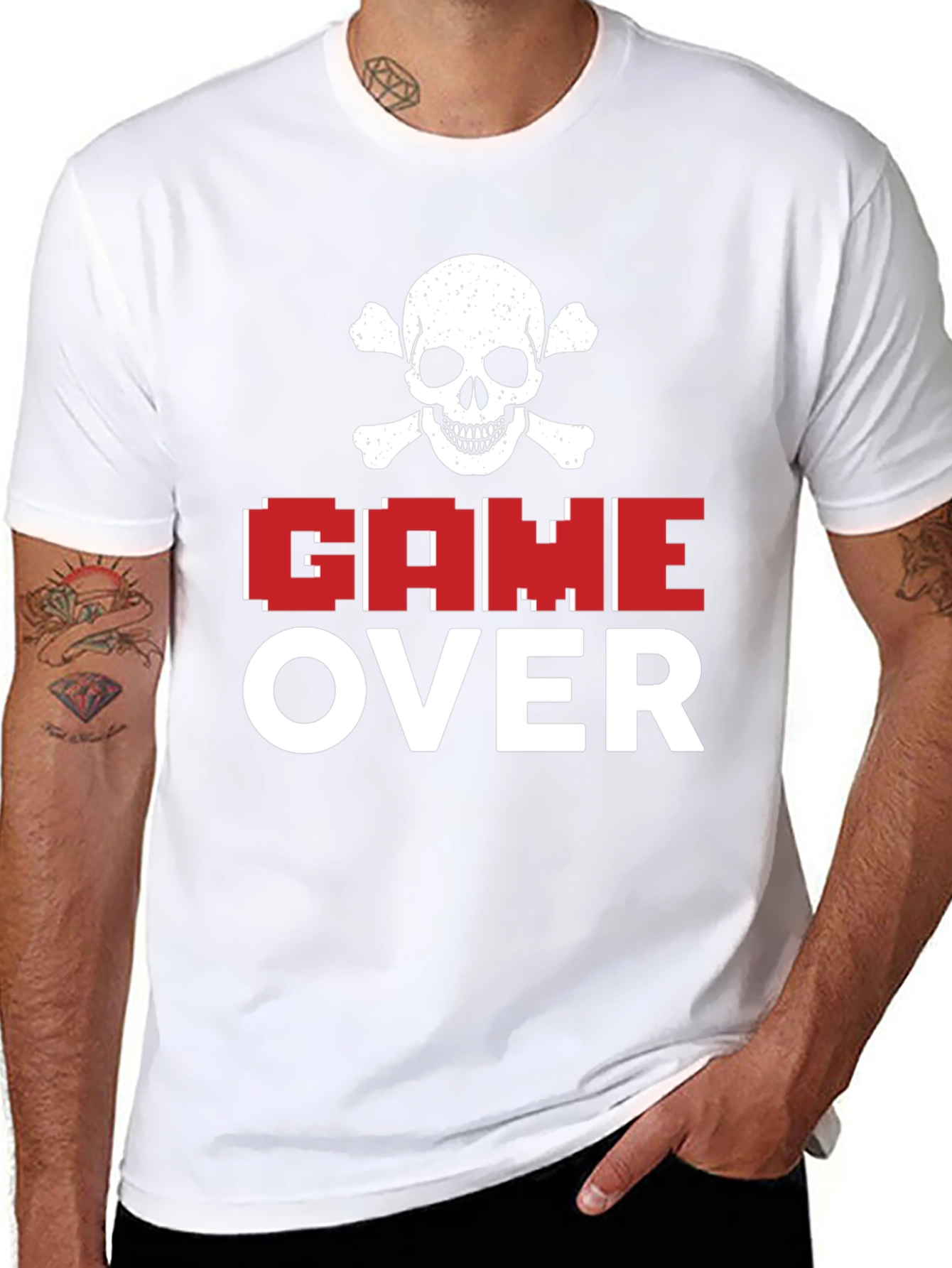 Game Over Skull Graphic T-Shirt