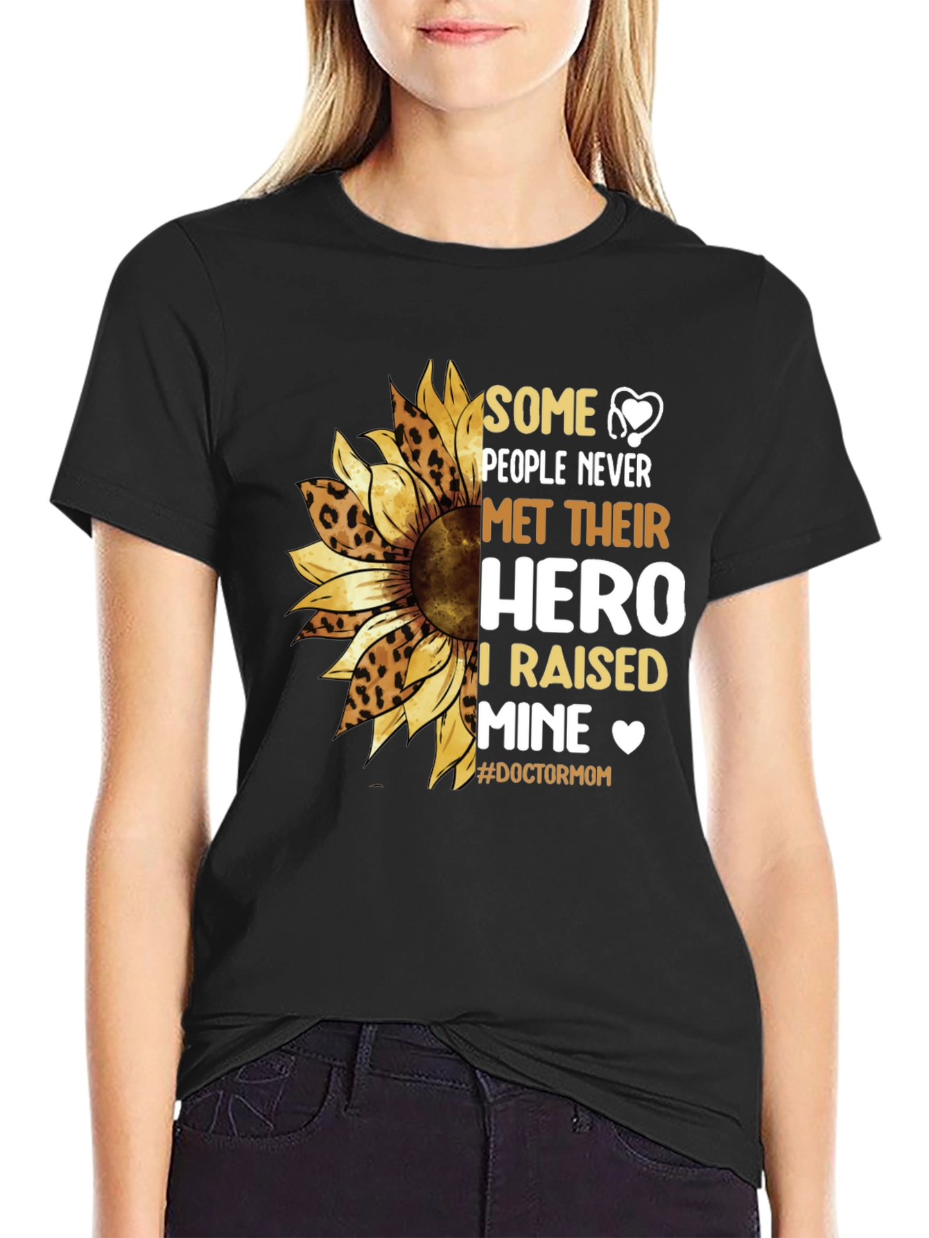Doctor Mom Sunflower Graphic T-Shirt