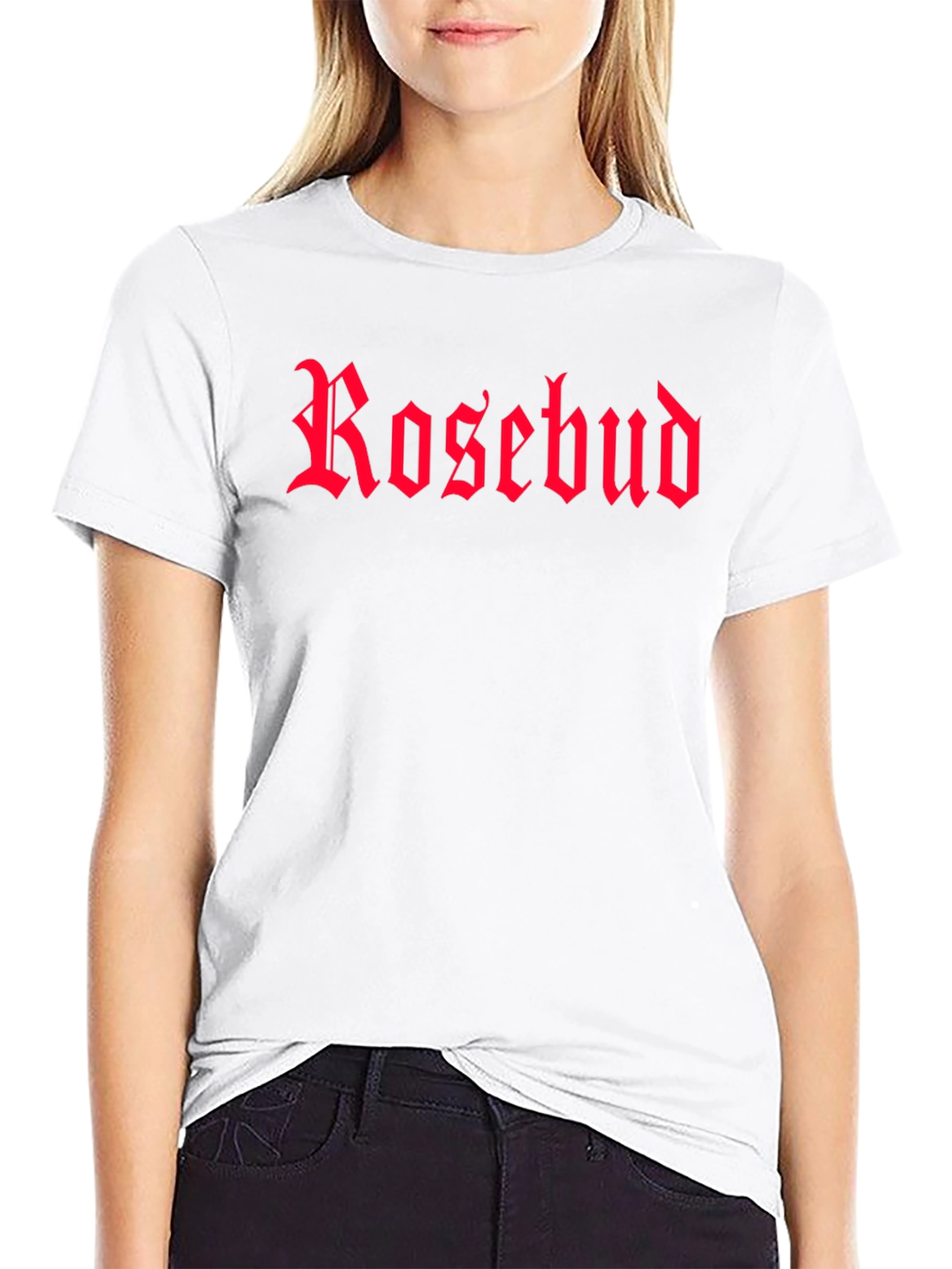 Rosebud Gothic Font Black T-Shirt