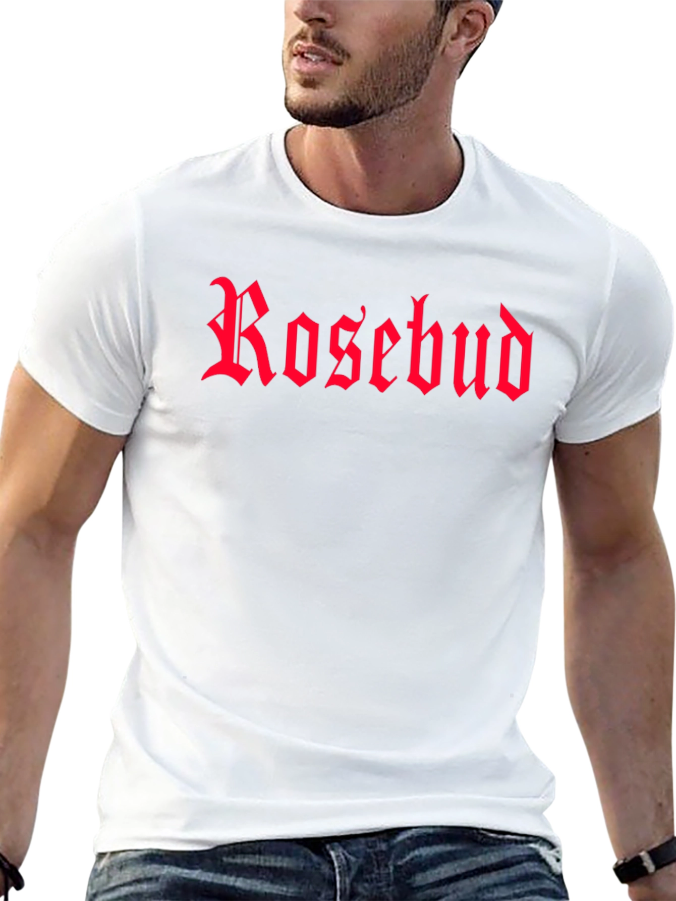 Rosebud Gothic Font Black T-Shirt
