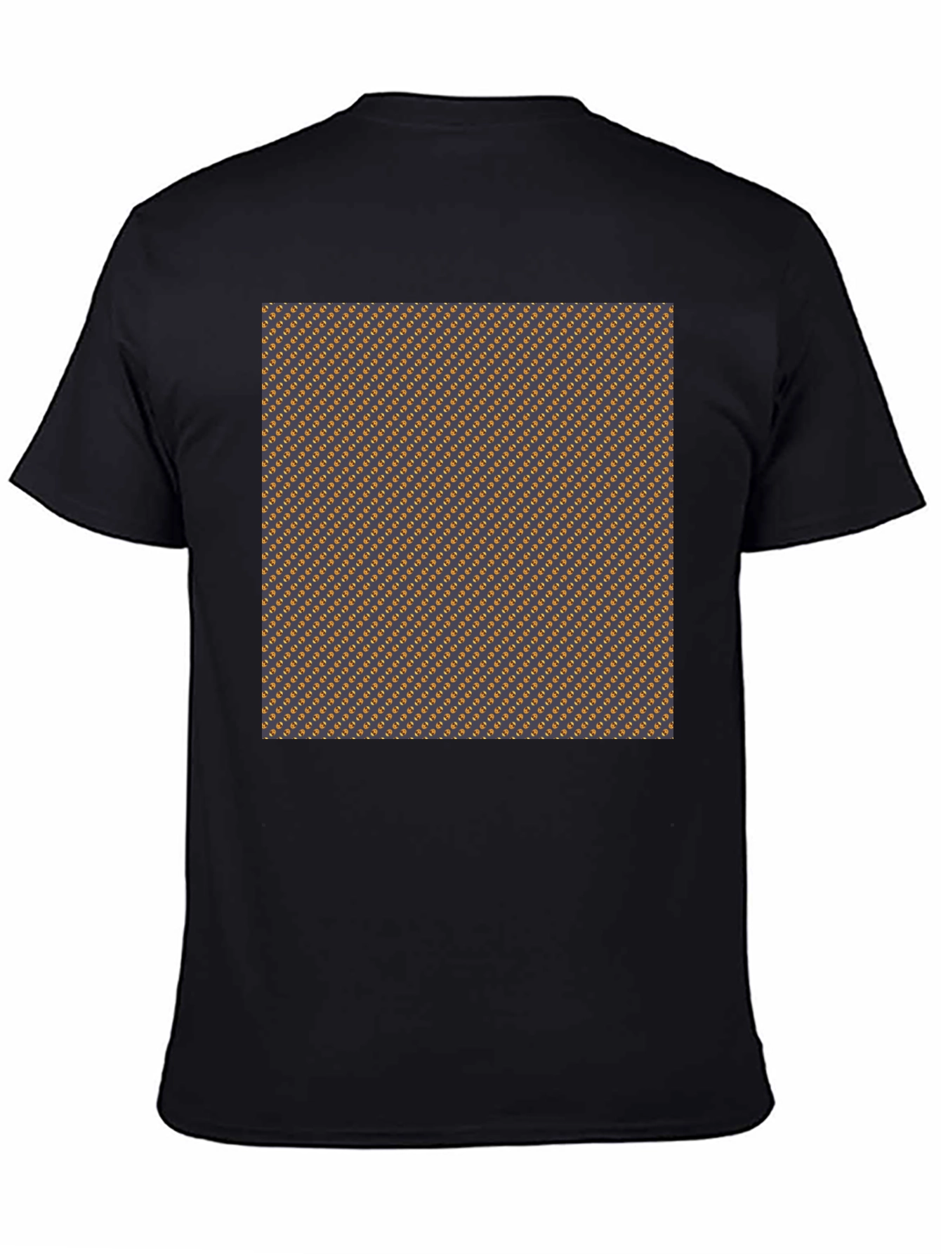 Stylish Black Tee with Brown Geometric Pattern