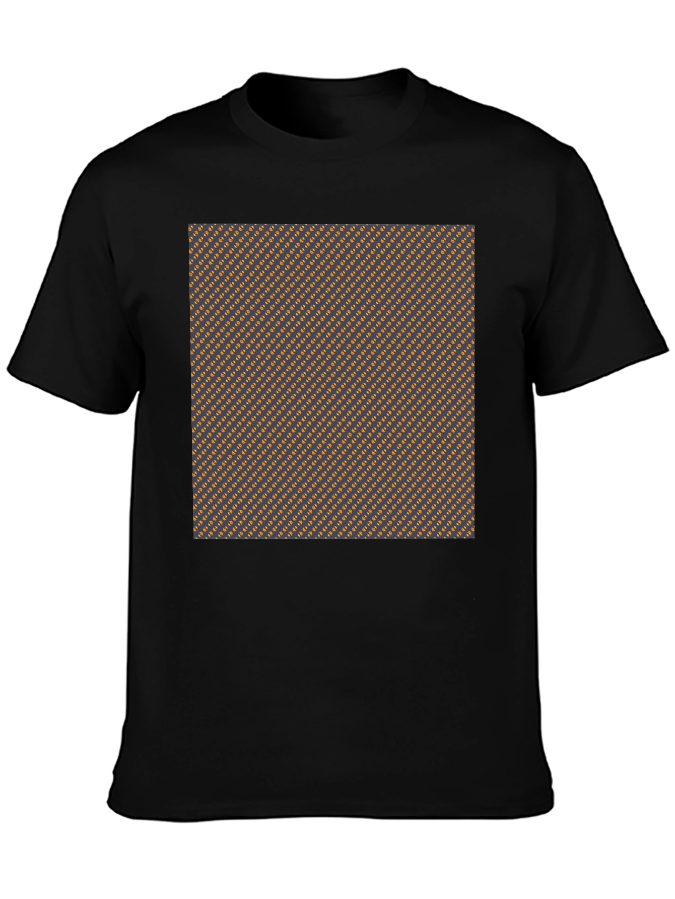 Stylish Black Tee with Brown Geometric Pattern