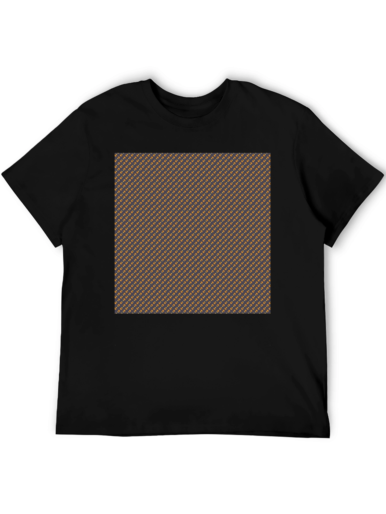Stylish Black Tee with Brown Geometric Pattern