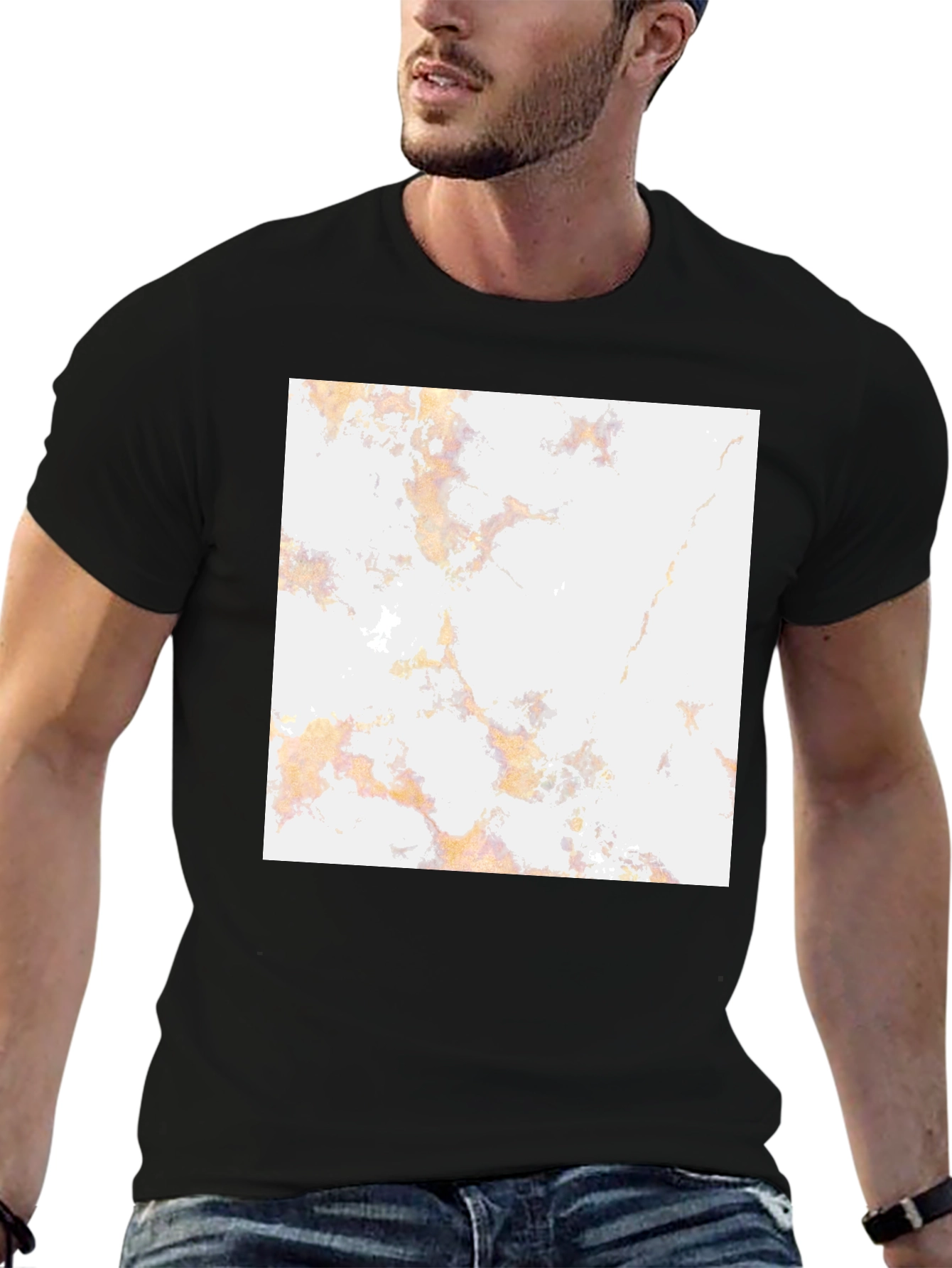 Unique Marble Pattern Black T-Shirt