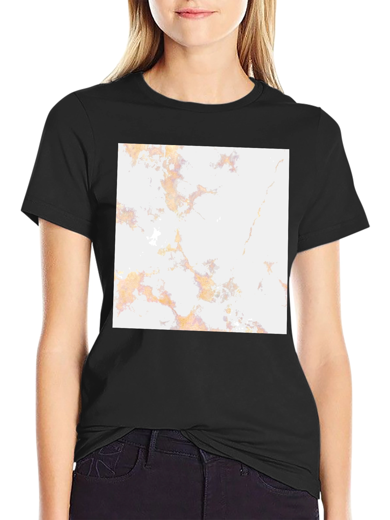 Unique Marble Pattern Black T-Shirt