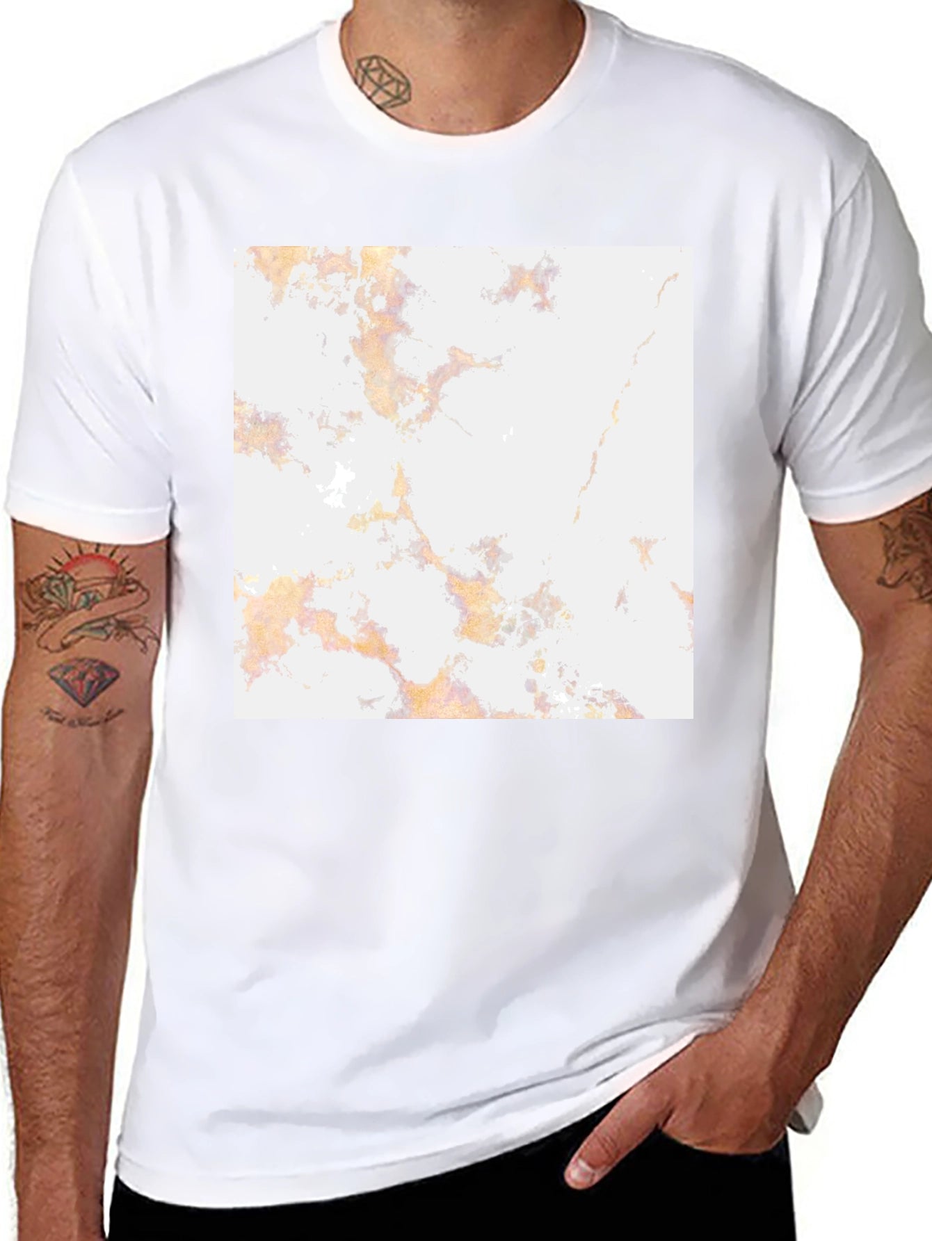 Unique Marble Pattern Black T-Shirt