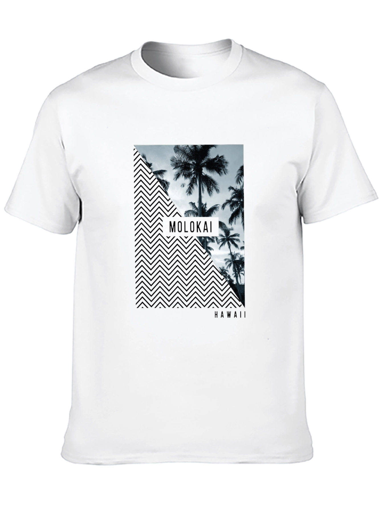 Molokai Hawaii Palm Tree Mens Black T-Shirt