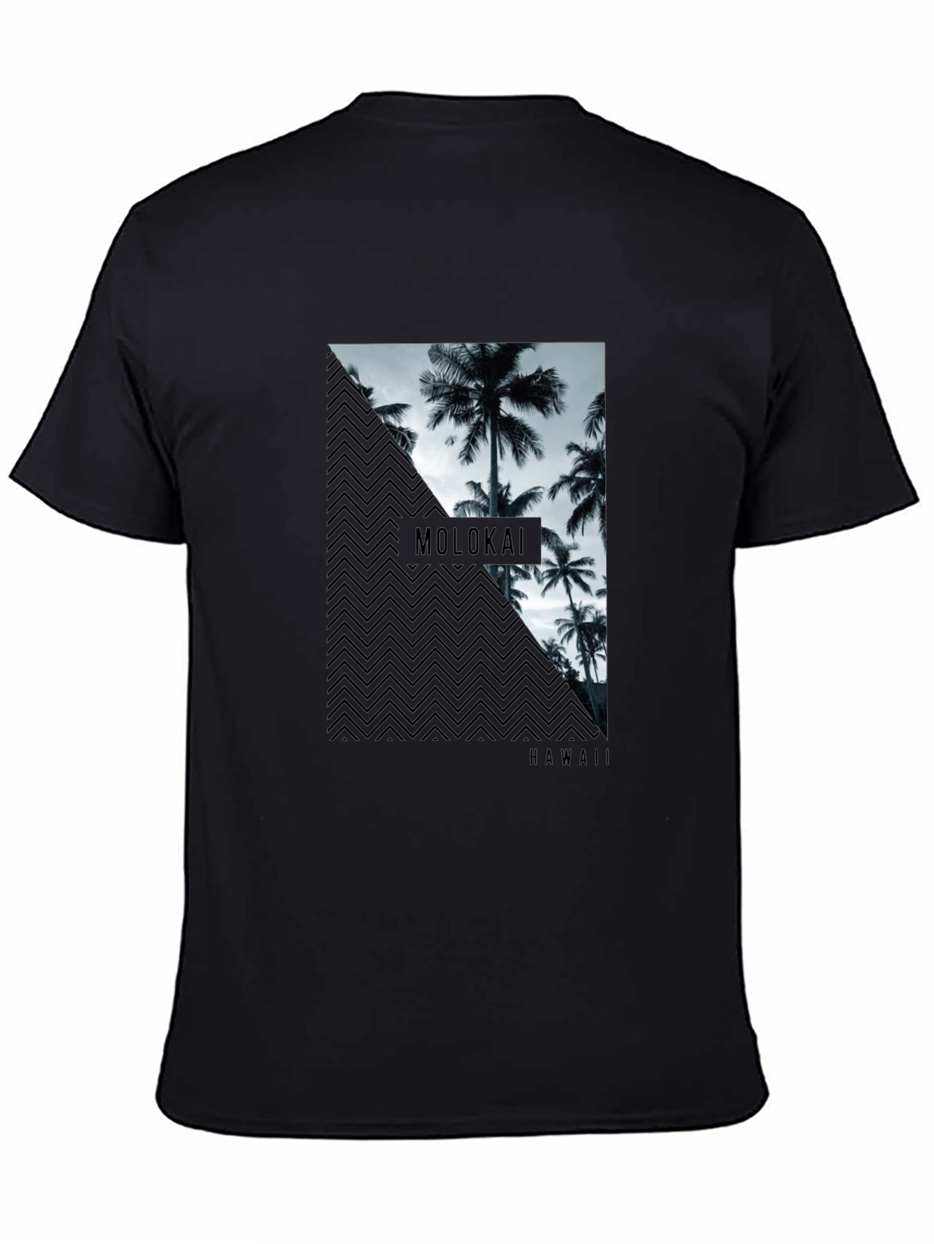 Molokai Hawaii Palm Tree Mens Black T-Shirt