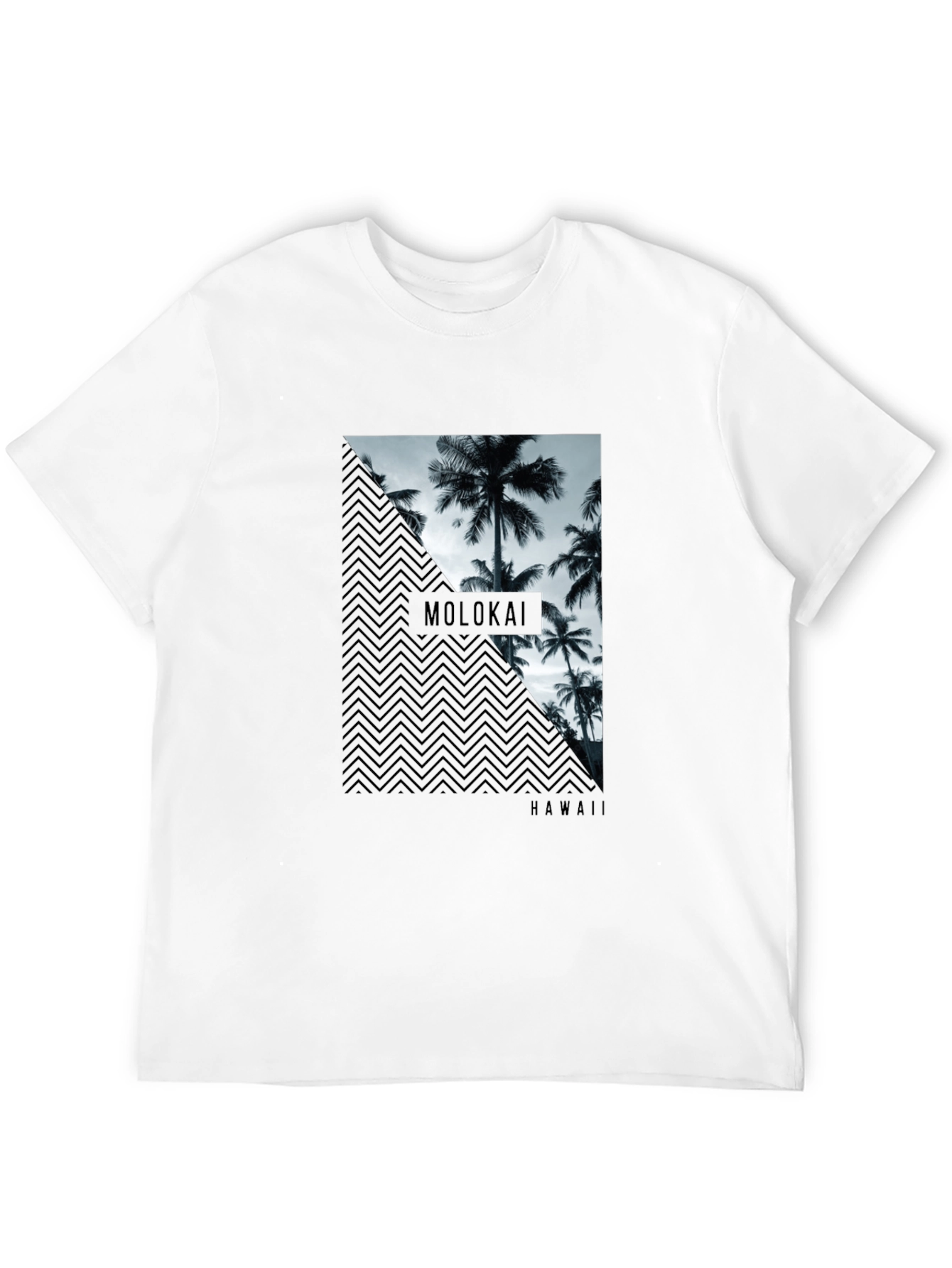 Molokai Hawaii Palm Tree Mens Black T-Shirt