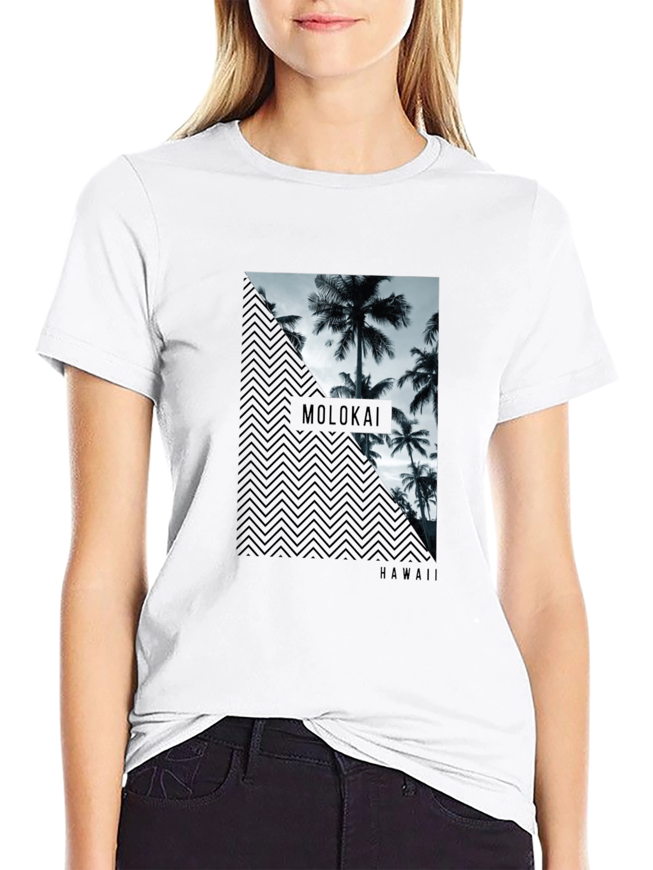 Molokai Hawaii Palm Tree Mens Black T-Shirt
