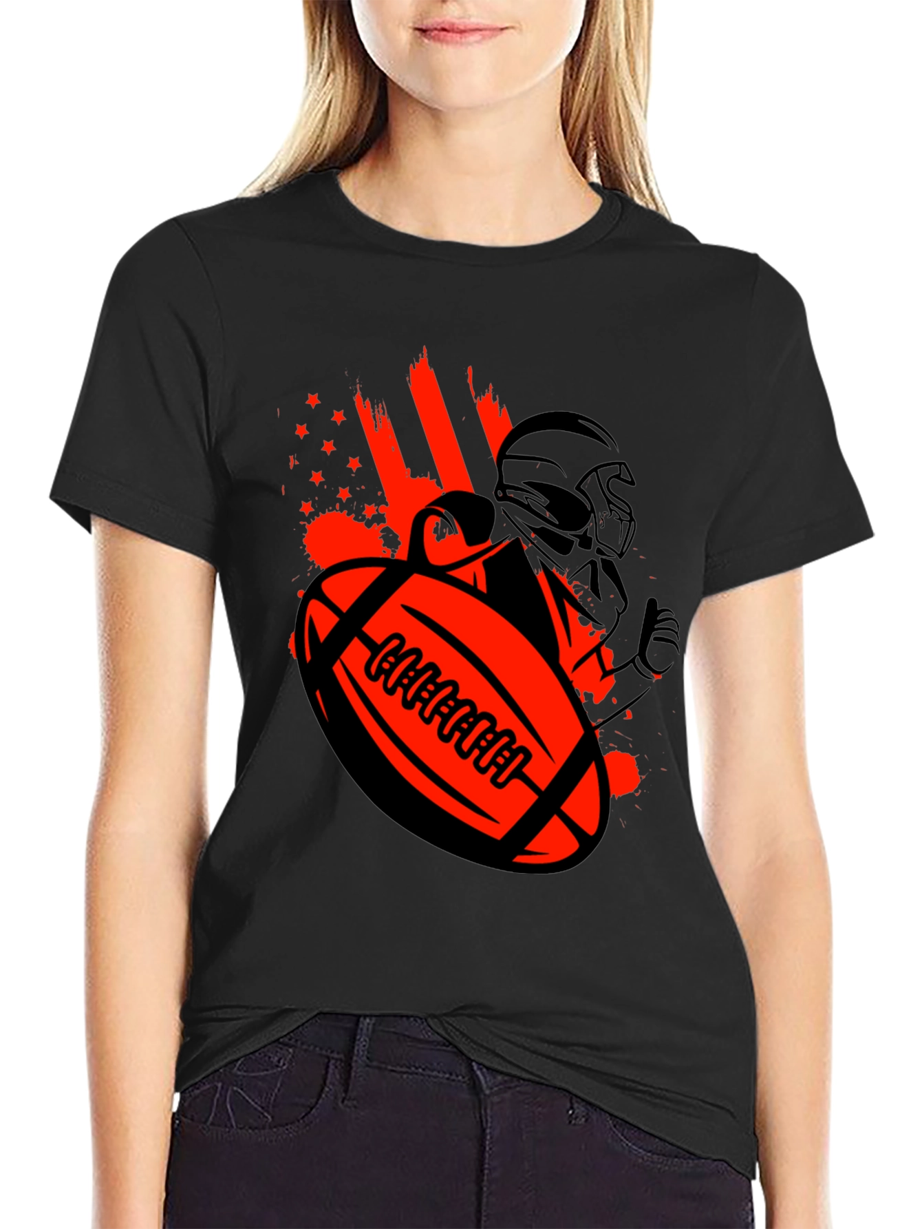 Football Helmet & Ball Graphic T-Shirt