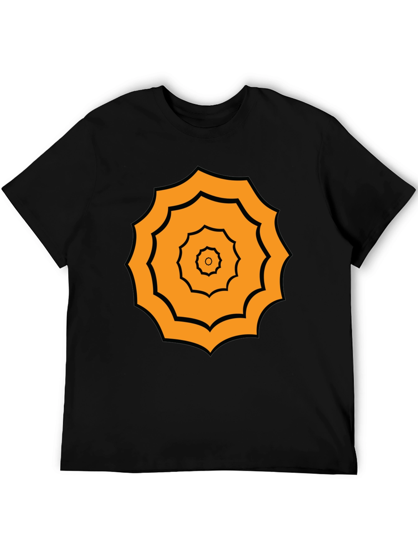 Geometric Pattern Tee - Black Cotton Blend