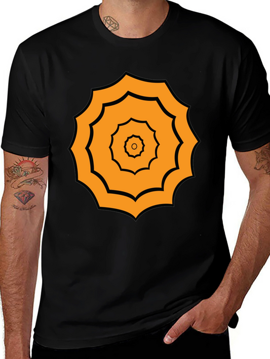 Geometric Pattern Tee - Black Cotton Blend