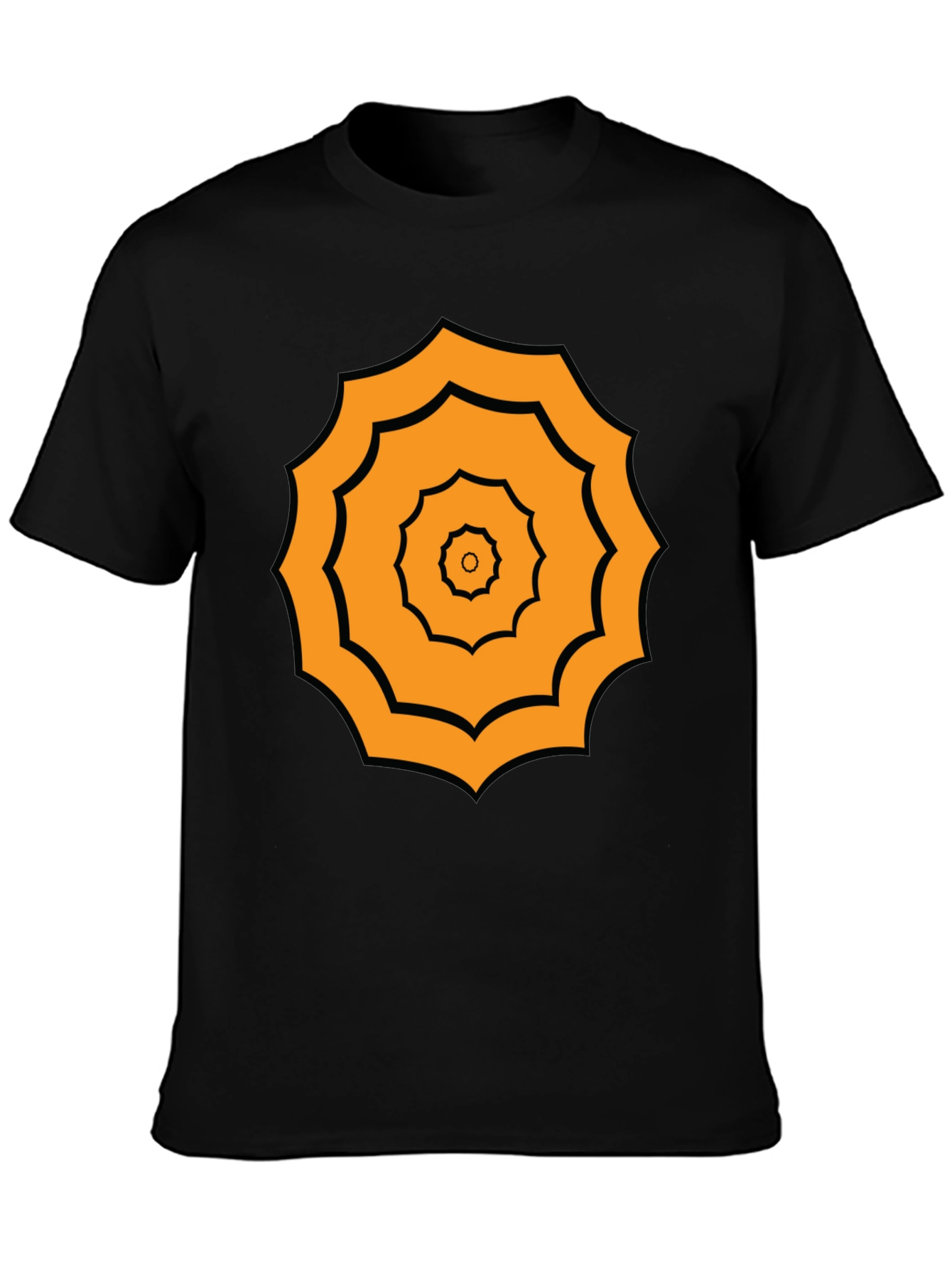 Geometric Pattern Tee - Black Cotton Blend