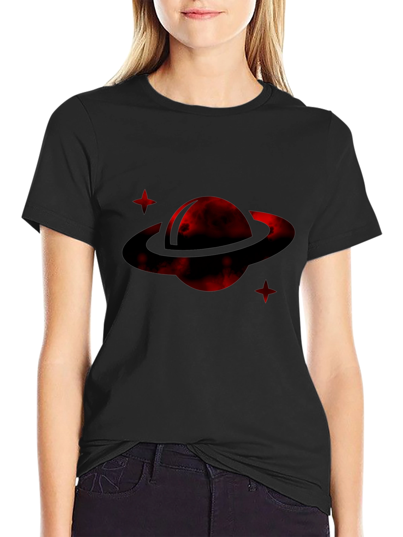 Red Planet Graphic Tee - Stylish Mens Black T-Shirt
