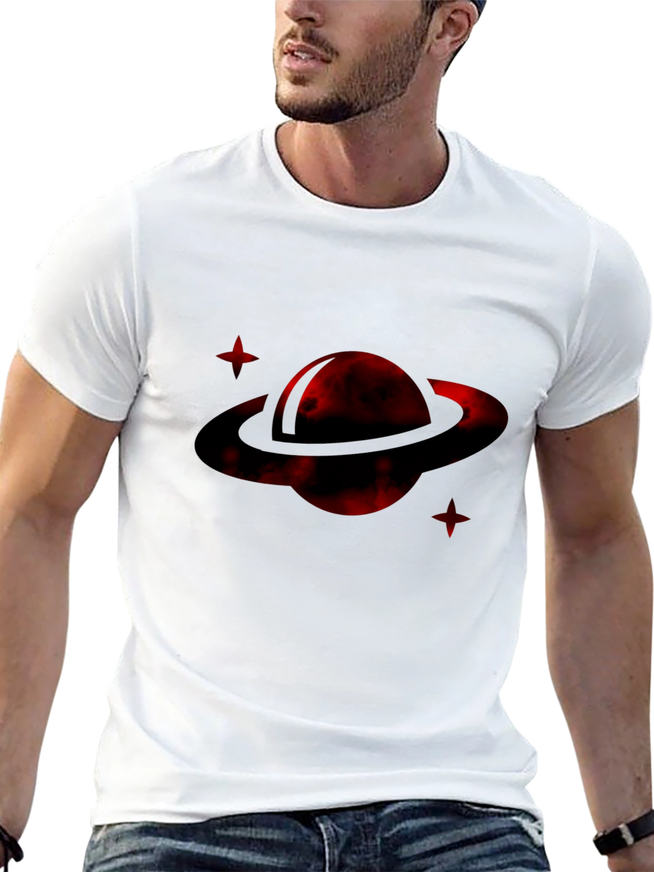 Red Planet Graphic Tee - Stylish Mens Black T-Shirt
