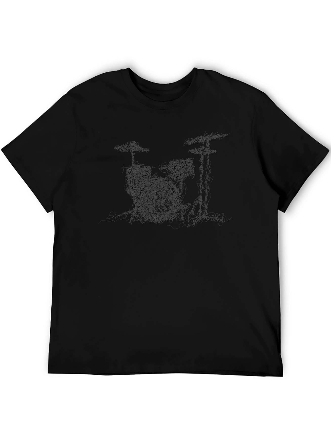 Mens Black Drum Kit Graphic T-Shirt