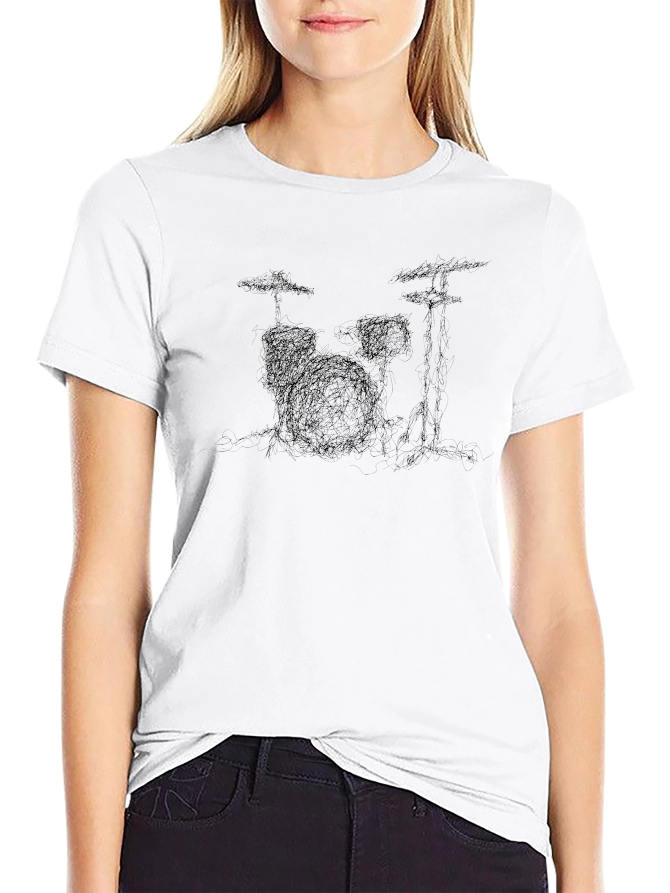 Mens Black Drum Kit Graphic T-Shirt