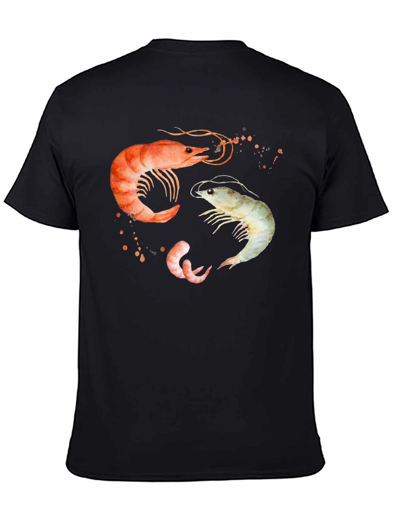 Shrimp Trio Graphic T-Shirt - Black Cotton Tee