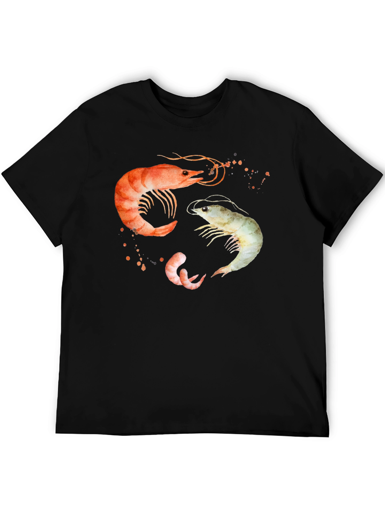 Shrimp Trio Graphic T-Shirt - Black Cotton Tee