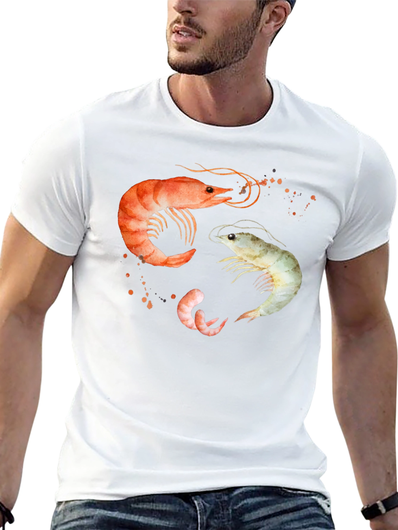 Shrimp Trio Graphic T-Shirt - Black Cotton Tee