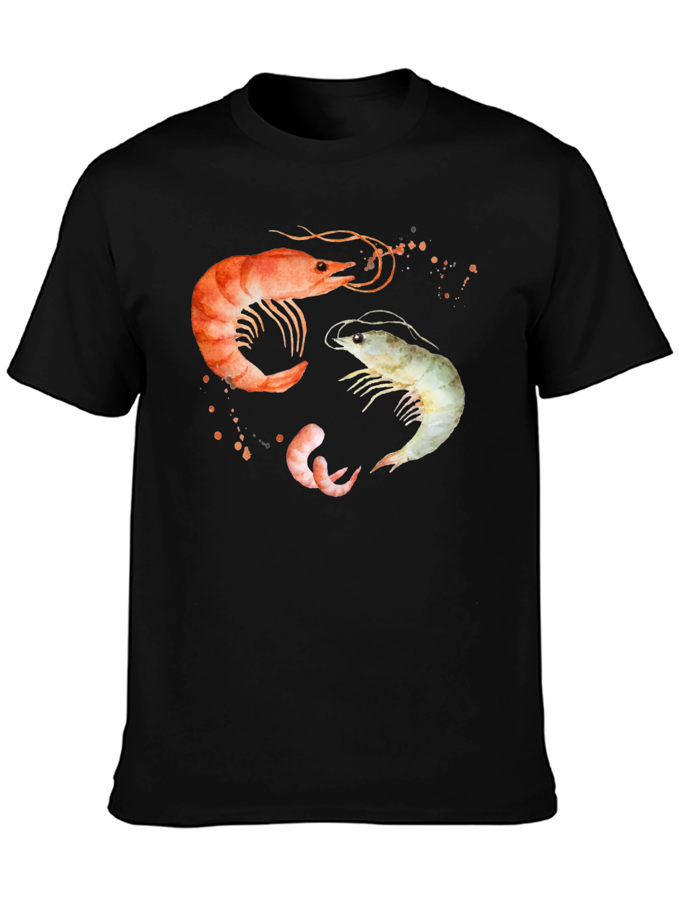Shrimp Trio Graphic T-Shirt - Black Cotton Tee