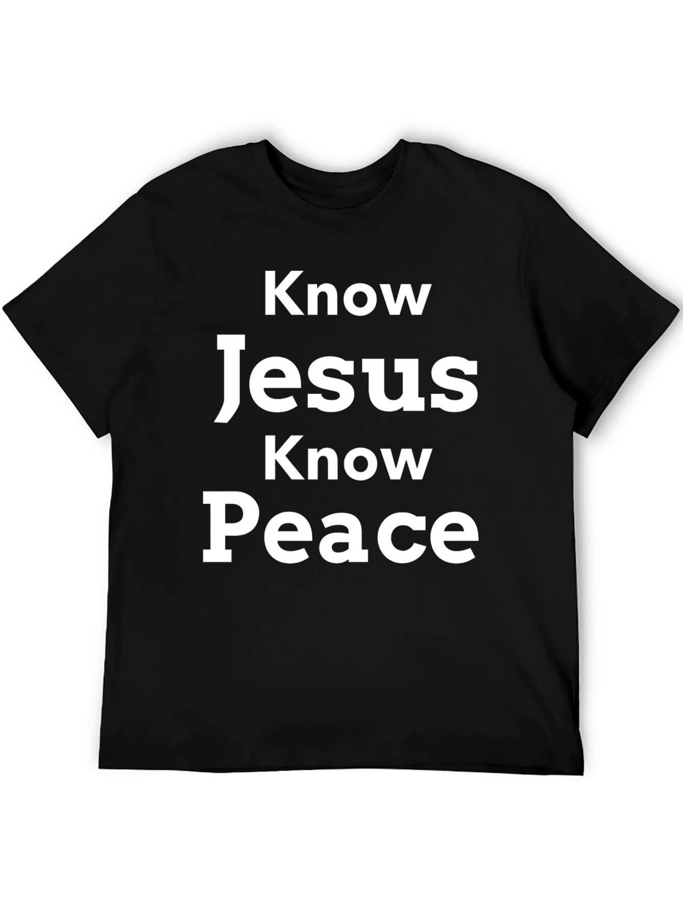 Know Jesus Know Peace Black Graphic T-Shirt