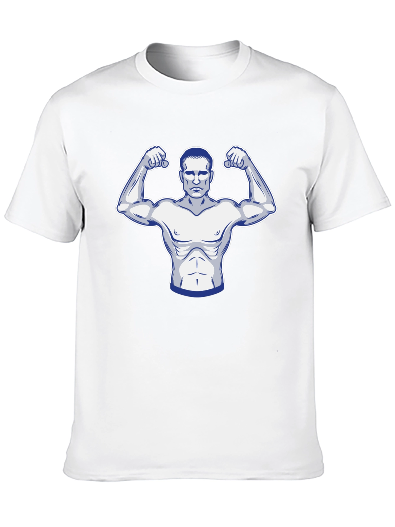 Black Graphic T-Shirt: Muscular Man Design
